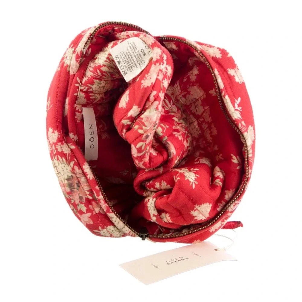 Doen Red Floral Holloway Cosmetic Quilted Pouch Bag - Picture 3 of 3